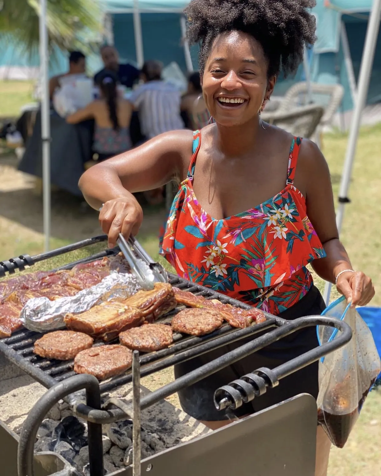 BBQ grilling at riverside cabana - Son's River Ranch