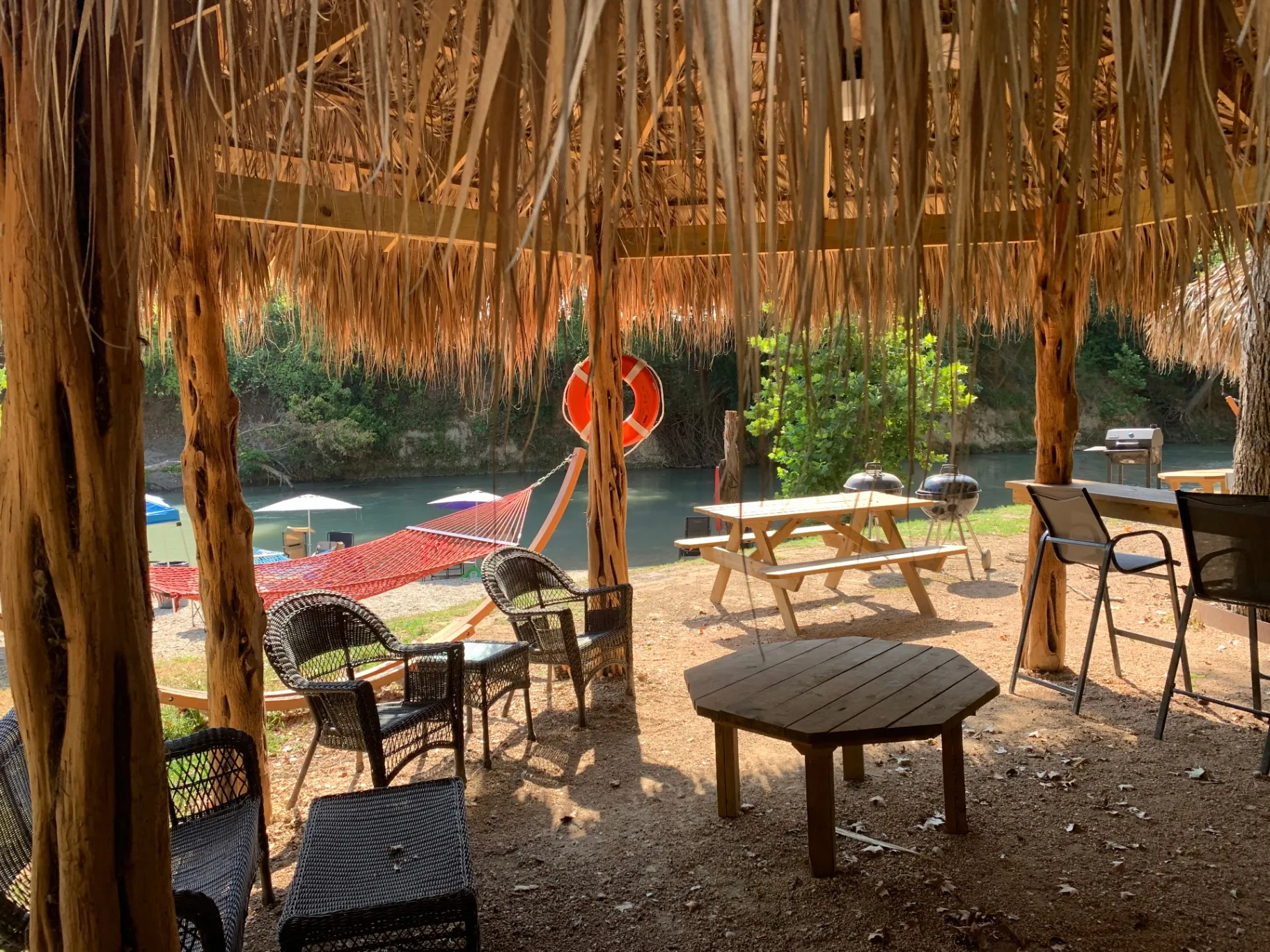 Riverside cabanas at Son's River Ranch on the San Marcos River