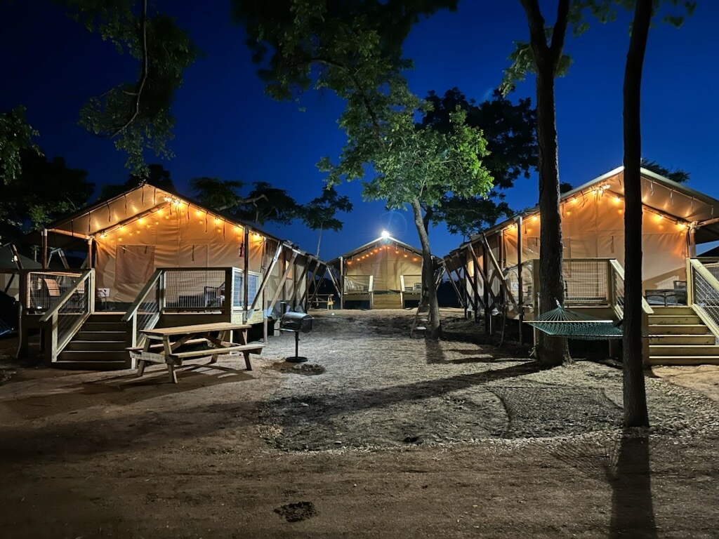 Safari Cabins at dusk