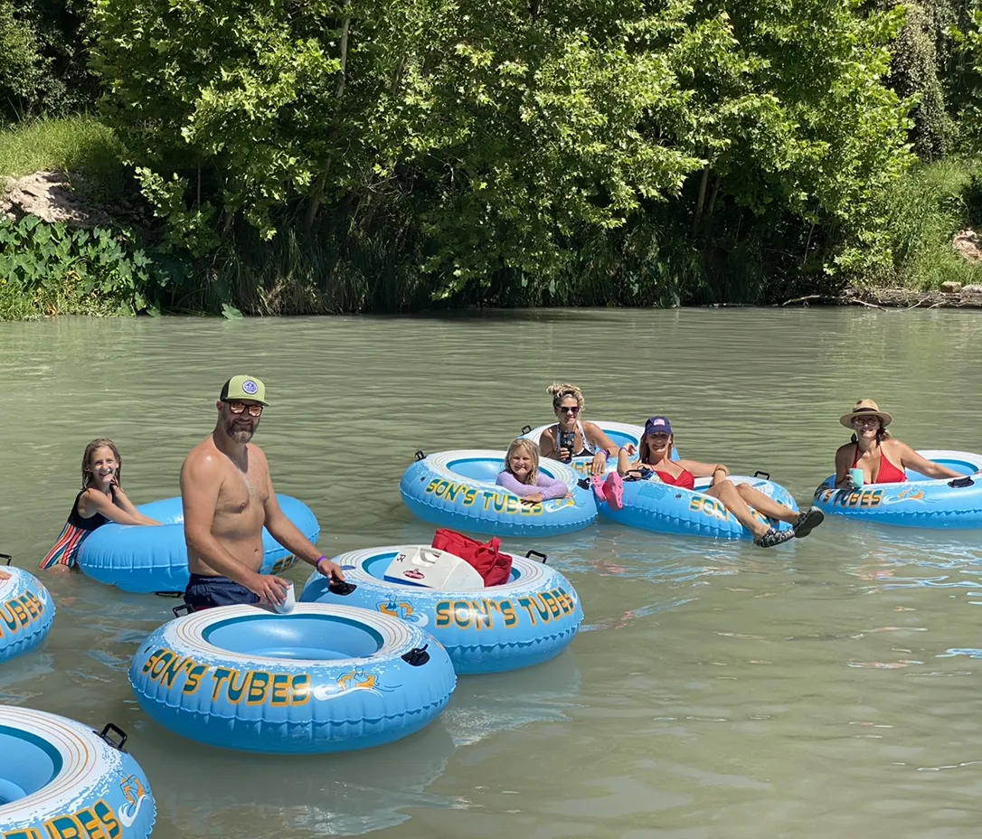 Family tubing near Austin on the San Marcos River